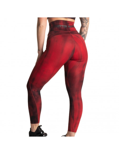 High Waist Leggings, Chili Red Grunge