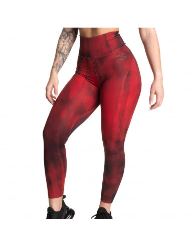 High Waist Leggings, Chili Red Grunge